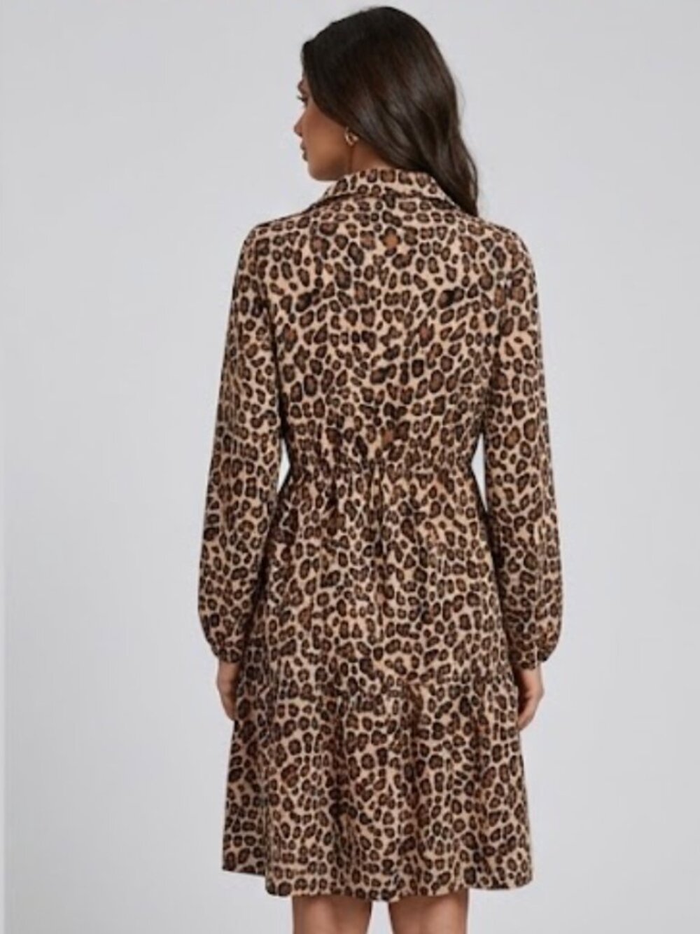 LAST ONE 🔥 Leopard Print Lantern Sleeve Ruffle Hem Dress - Picture 5 of 7